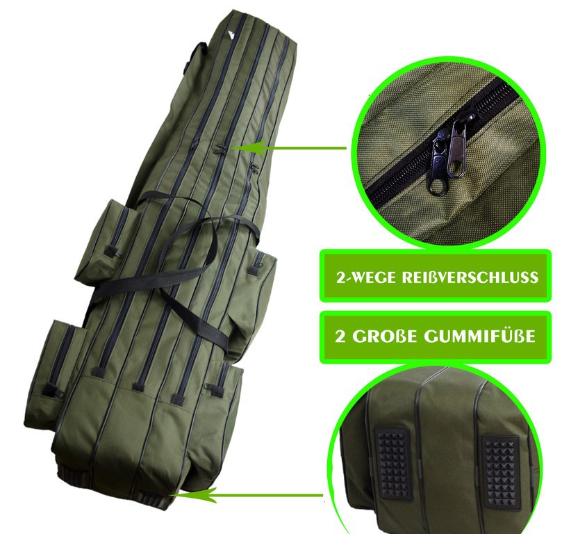 WITAN Rutenfutteral PREMIUM RUTENTASCHE Angeltasche Angeln Tasche 3 Kammer 190cm