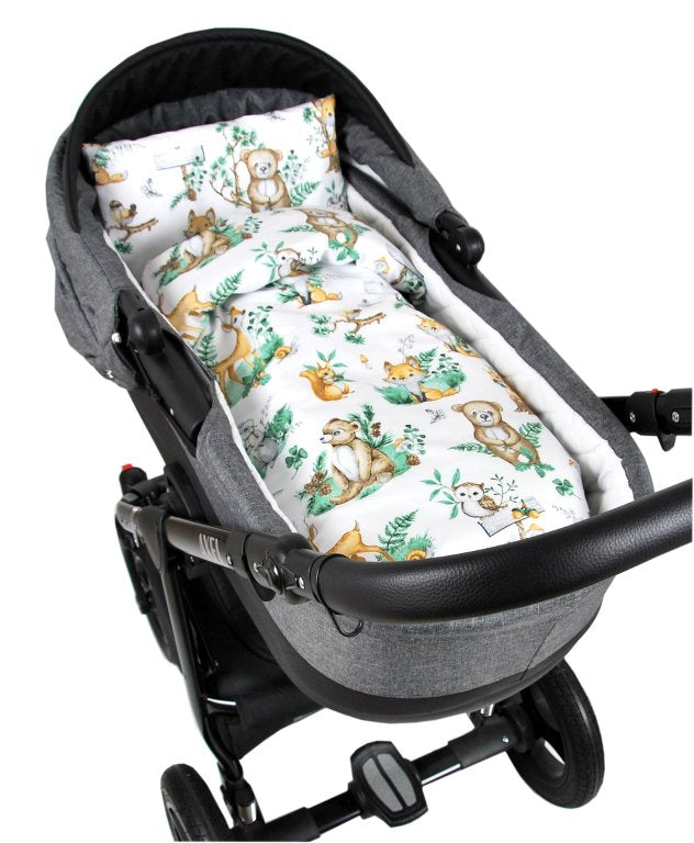 BABYLUX 2 tlg. Set Bezug für Kinderwagen Bettwäsche  60x78cm 123. Waldtiere