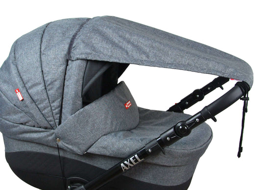 BABYLUX Sonnenschutz SONNENSEGEL für Kinderwagen Buggy UV Schutz 55. Grey Flex