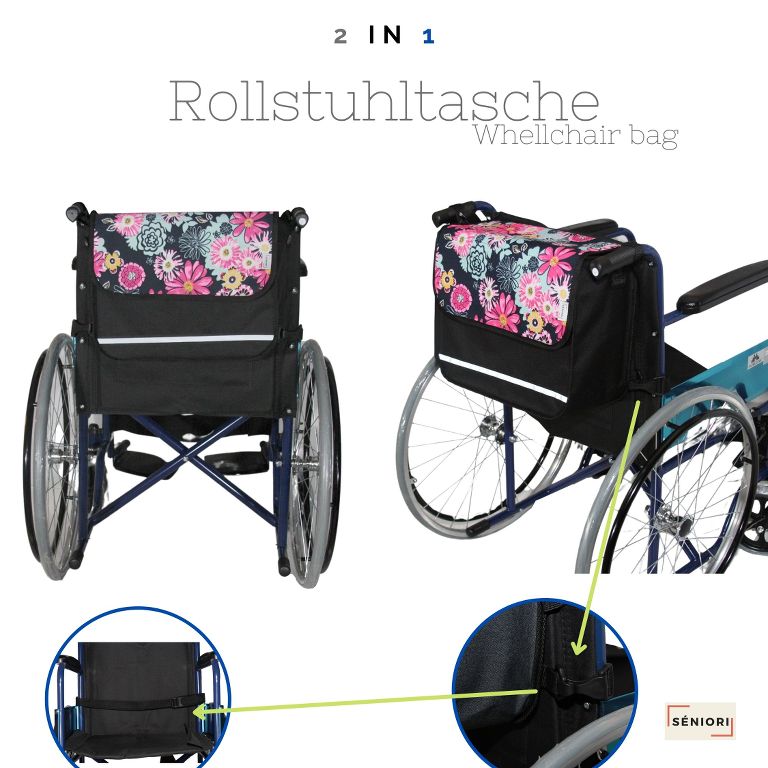 SENIORI Rollator / Rollstuhl Tasche Rollatortasche Rollstuhltasche 4. Blumen_classic