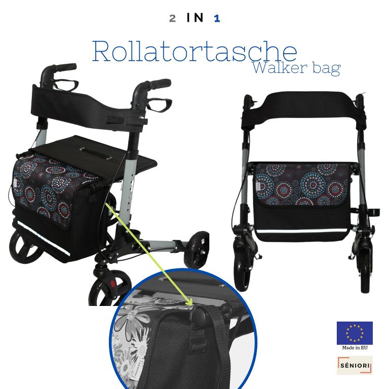 SENIORI Rollator / Rollstuhl Tasche Rollatortasche Rollstuhltasche 1. Kreise_classic