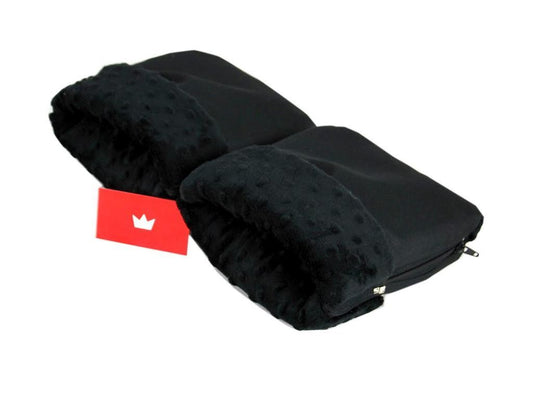 BabyLux Handmuff für Kinderwagen MUFF Reißverschluss MR6 Schwarz + Minky Schwarz