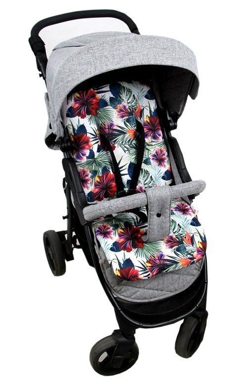 BABYLUX Matratze für Kinderwagen Buggy Sitzauflage Doppelseitig 80. Grau + Hibi