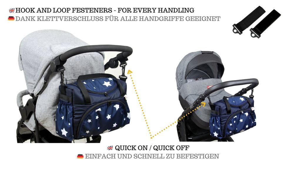 BabyLux Wickeltasche Kinderwagentasche Pflegetasche S3 75. Sterne