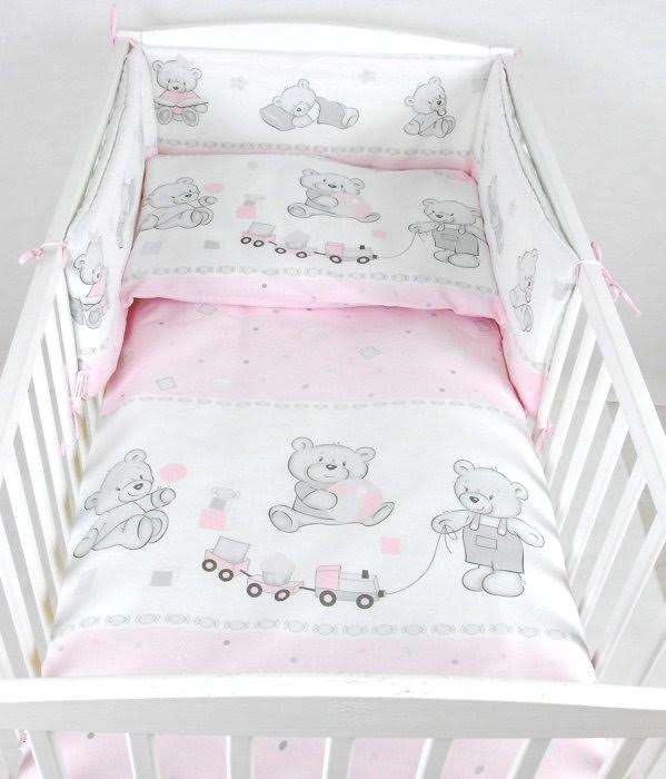 BABYLUX Bettumrandung NESTCHEN mit Kopfschutz 210 x 30 cm 71. Bär Cookie Rosa