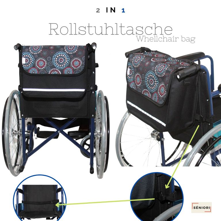 SENIORI Rollator / Rollstuhl Tasche Rollatortasche Rollstuhltasche 1. Kreise_classic