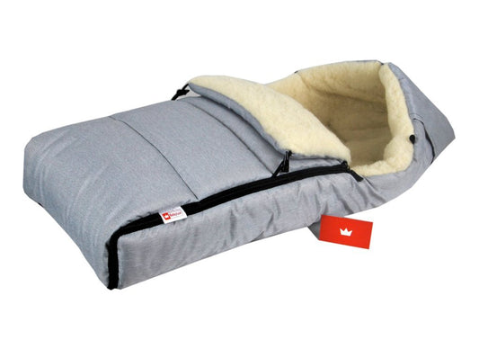 BABYLUX Fußsack LAMMWOLLE 90cm Winterfußsack Kinderwagen Babyschale 53.Grau hell