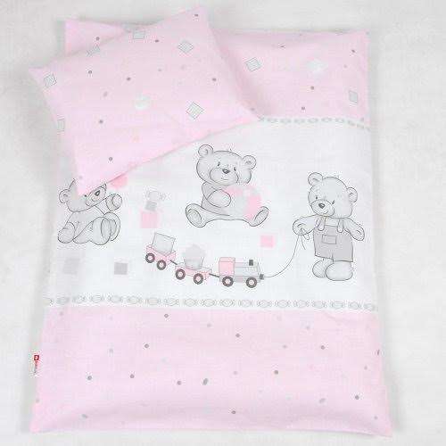 BABYLUX 2 tlg. Set Bezug für Kinderwagen Bettwäsche  60x78cm 71. Bär Cookie Rosa