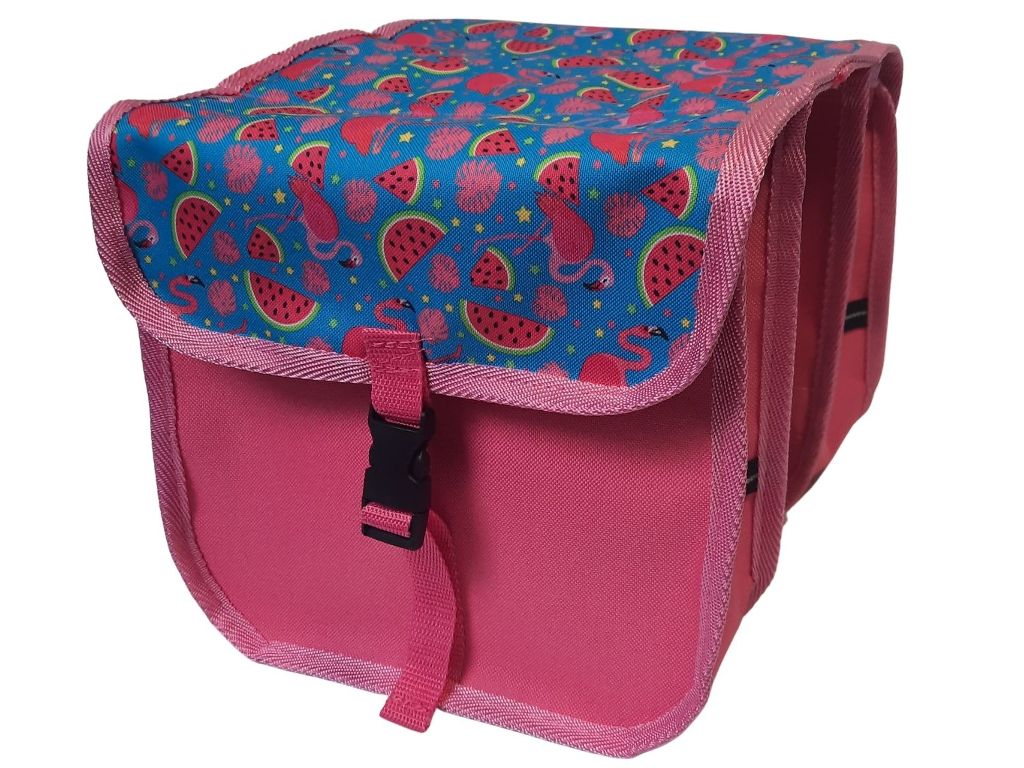 FAHRRADTASCHE Fahrrad 20-26'' Kinder Satteltasche Doppel 51 - Midi - Flamingos