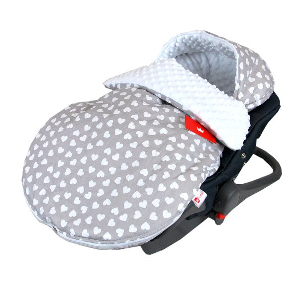 BabyLux Fußsack SOMMERFUßSACK 90cm Minky Babyschale Kinderwagen 7. Weiß + Herzen