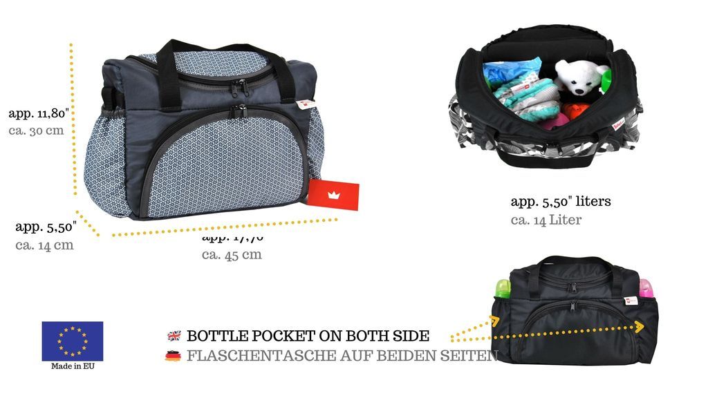 BabyLux Wickeltasche Kinderwagentasche Pflegetasche S3 71. Magic Grey