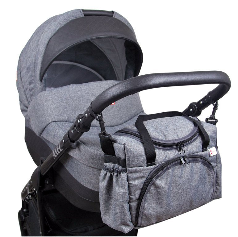 BabyLux Wickeltasche Kinderwagentasche Pflegetasche S3 55. Grau dunkel