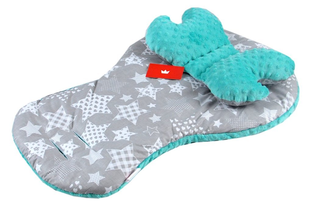 BABYLUX Kinderwagen 2 TLG SITZAUFLAGE Kissen 3. Minze + Sternbild