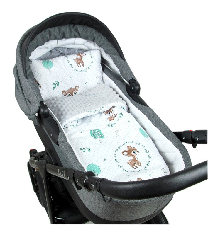 BABYLUX Babydecke MINKY PLÜSCH Kinderwagen 75x60cm MP120B. Wald Reh + Grau