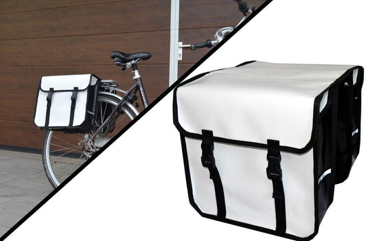 FAHRRADTASCHE Gepäckträgertasche Fahrrad 26" 28" Doppel Tasche PVC Weiß
