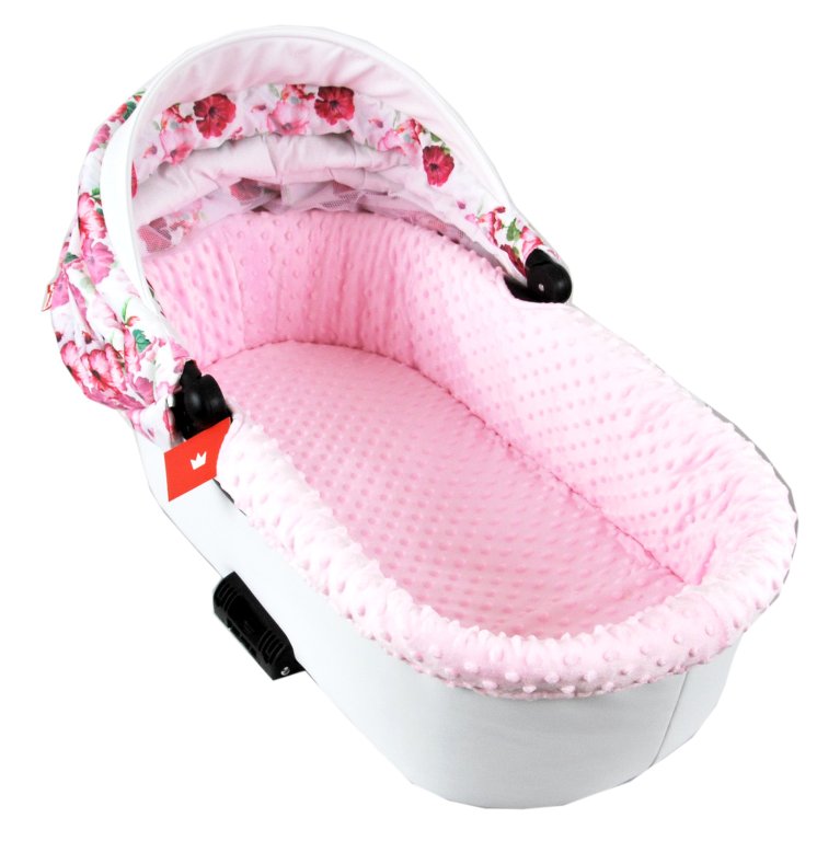 BABYLUX Nestchen für Kinderwagen BABYWANNE Matratze 2Tlg Set W10 - Rosa + Sterne