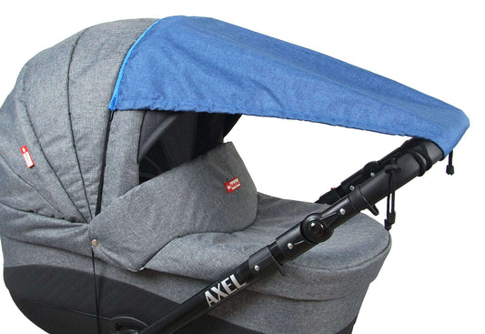 BABYLUX Sonnenschutz SONNENSEGEL für Kinderwagen Buggy UV Schutz 56. Blau Flex