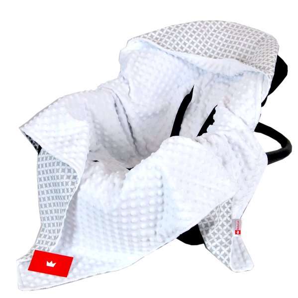 BabyLux EINSCHLAGDECKE 90x90 cm Babyschale Minky Decke 2. Weiß + Maroko