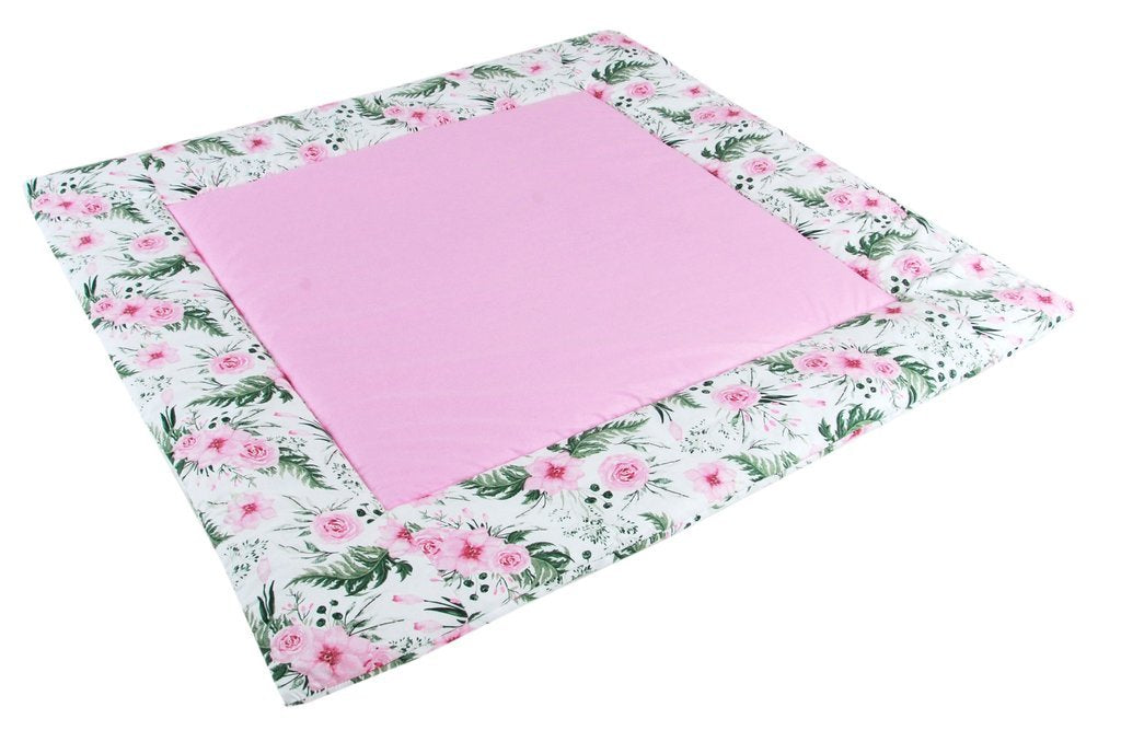 BABYLUX Spieldecke KRABBELDECKE 110 x 110 cm Spielteppich 2. Bluten - Rosa