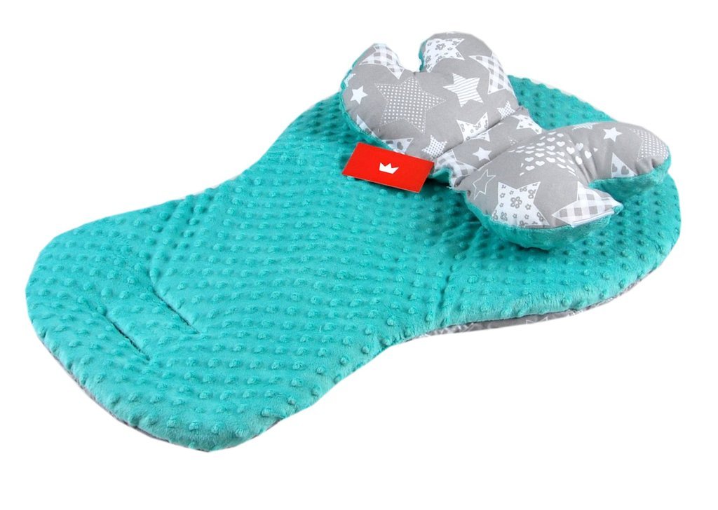 BABYLUX Kinderwagen 2 TLG SITZAUFLAGE Kissen 3. Minze + Sternbild