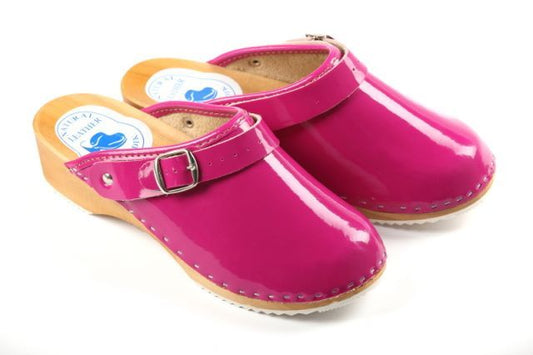 CLOGS Pantolette Sandalette Holz Leder Holzschuhe Holzclogs Damen Rosa 38