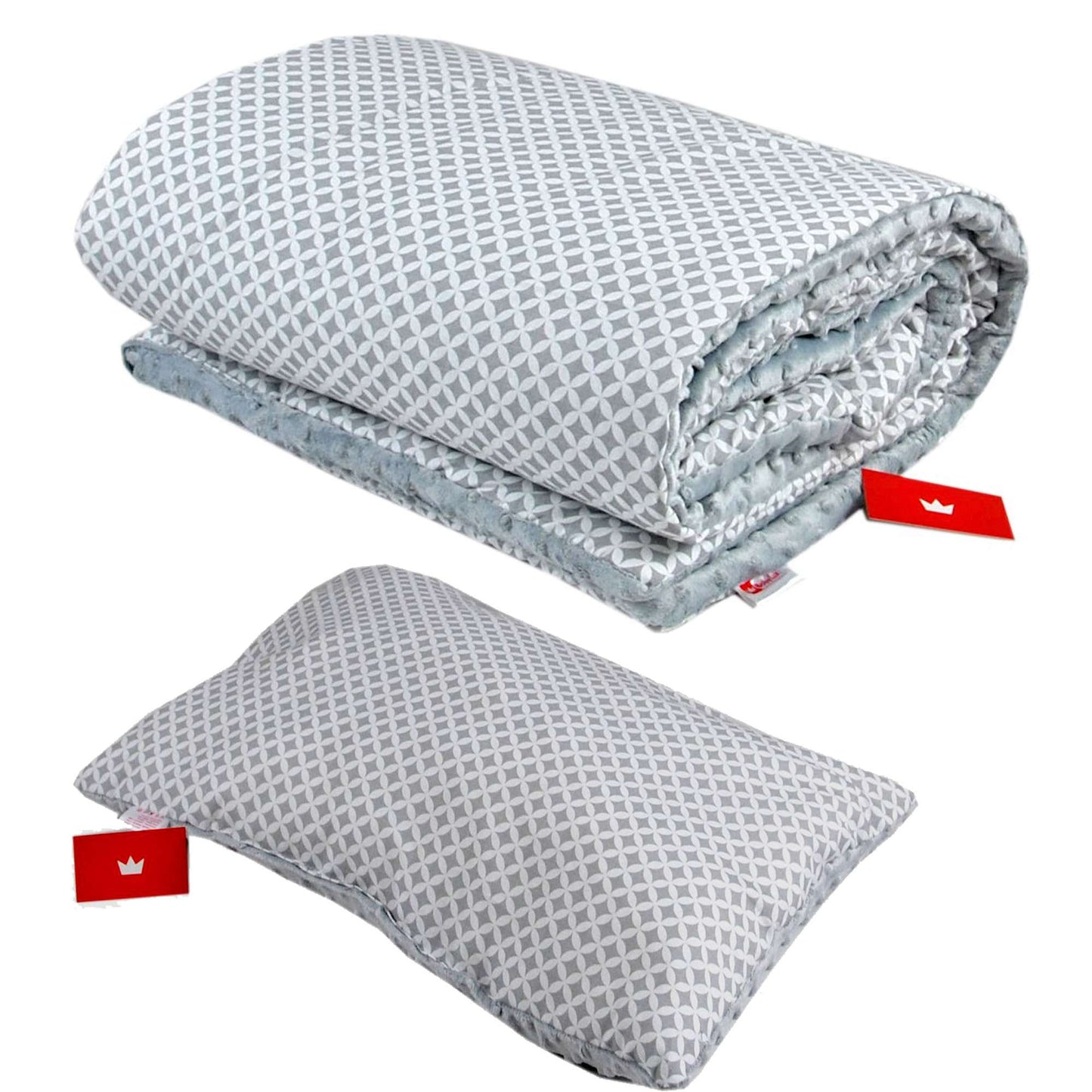 BABYLUX Kuscheldecke 100 x 150 cm Decke Kinderdecke 10. Grau + Maroko mit Kissen